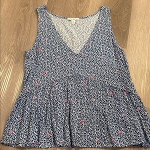J Crew blue flora peplum tank blouse